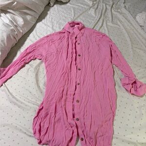 Gianni Bini Pink Long Button Swim Coverup